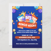Uitnodiging Blue and Orange Bingo Fun Night Fundra (Voorkant)
