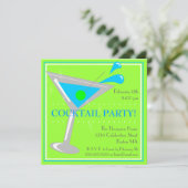 Uitnodiging Blue Martini Cocktail Feestje (Staand voorkant)