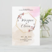 Uitnodiging Blush Bloemige Minimalistische Moderne (Staand voorkant)