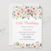 Uitnodiging Blush Floral 65e Verjaardag (Voorkant)