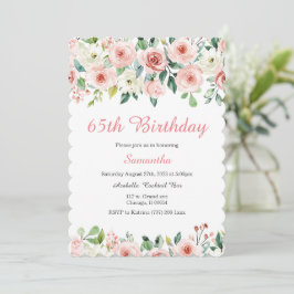 Uitnodiging Blush Floral 65e Verjaardag