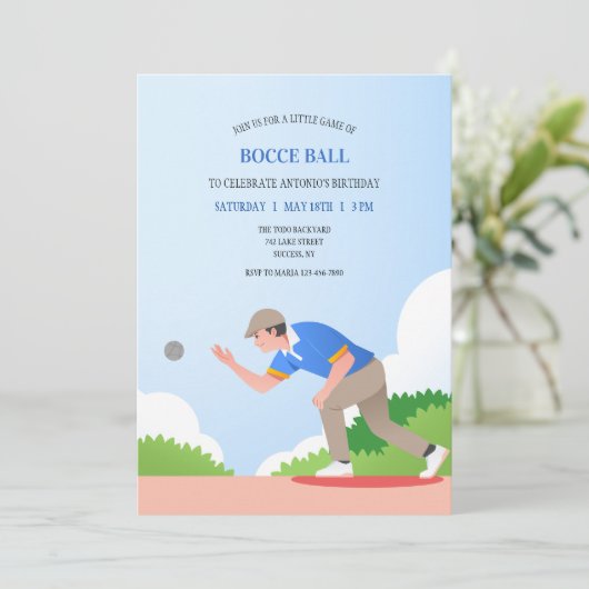 Uitnodiging Bocce Ball (Staand voorkant)