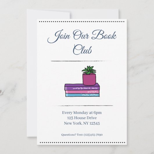 Uitnodiging Boekclub (Voorkant)
