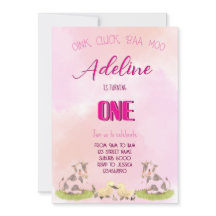 Uitnodiging boerderij meisje ONE