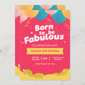 Uitnodiging Born To Be Fabulous (Voorkant / Achterkant)