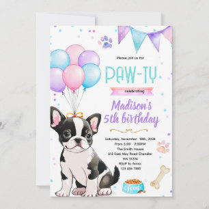 Uitnodiging Boston Terrier meisje thema