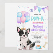 Uitnodiging Boston Terrier meisje thema (Voorkant / Achterkant)