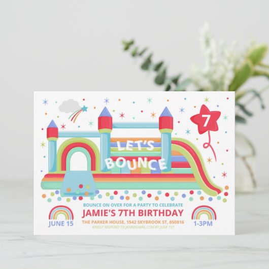 Uitnodiging Bouncy Castle Party (Staand voorkant)