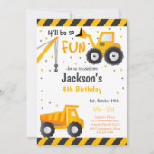 Uitnodiging Bouw Auto Vuilniswagen (Voorkant)