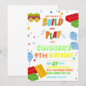 Uitnodiging Bouwstenen Feest, Bouwstenen Feestje (Voorkant / Achterkant)