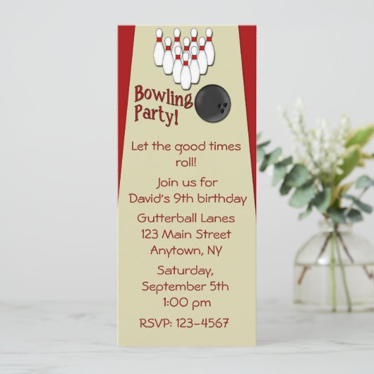 Uitnodiging Bowling (Staand voorkant)