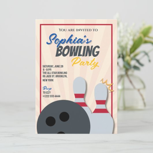Uitnodiging Bowling Feestje 2 (Staand voorkant)