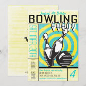 Uitnodiging Bowling-partij - Aqua (Voorkant / Achterkant)
