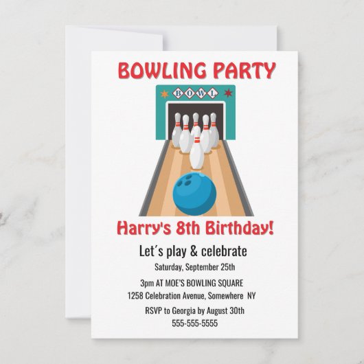 Uitnodiging Bowlingfeest (Voorkant)