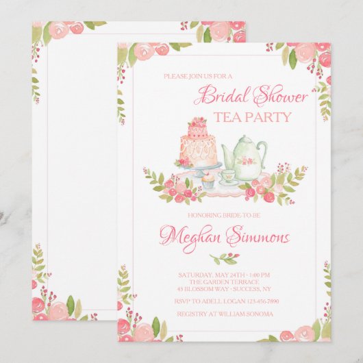 Uitnodiging Bridal Tea Party (Voorkant / Achterkant)