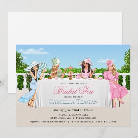 Uitnodiging Bridal Tea Party (Voorkant / Achterkant)