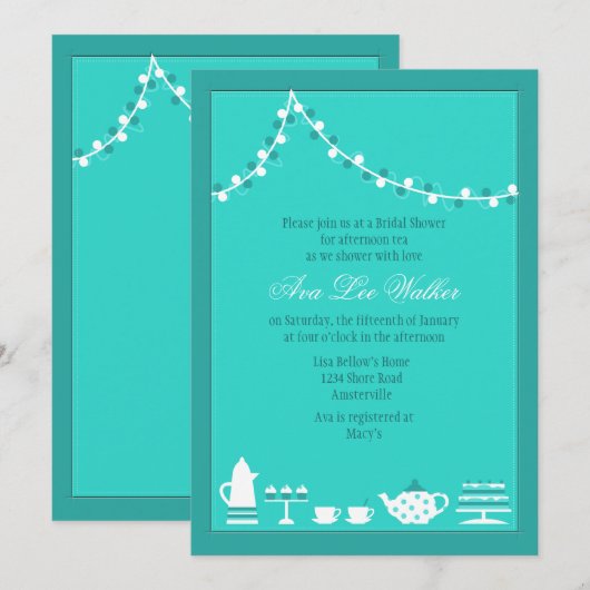 Uitnodiging Bridal Tea Party (Voorkant / Achterkant)