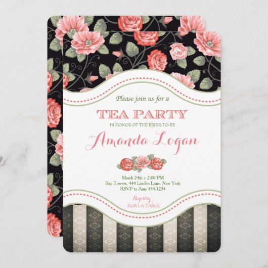 Uitnodiging Bridal Tea Party (Voorkant / Achterkant)