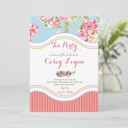 Uitnodiging Bridal Tea Party (Staand voorkant)