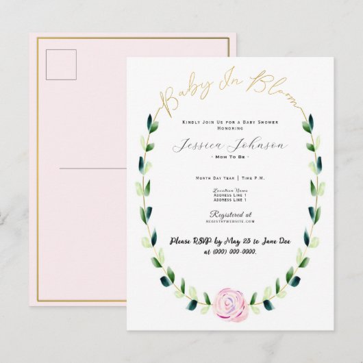 Uitnodiging Briefkaart (Voorkant / Achterkant)