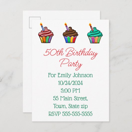 Uitnodiging Briefkaart (Voorkant / Achterkant)