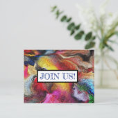 Uitnodiging Briefkaart - Abstracte kunst - Doe mee (Staand voorkant)