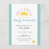 Uitnodiging Briefkaart, Blauw Baby shower Tiny Mir (Voorkant)