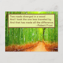 Uitnodiging Briefkaart - Robert Frost Roads Quote