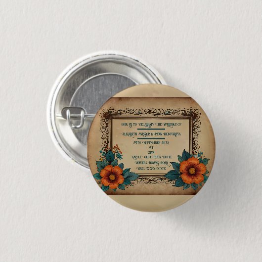 Uitnodiging Briefkaart Ronde Button 3,2 Cm (Voorkant /achterkant)