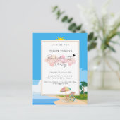 Uitnodiging Briefkaart, strand vrijgezellenuitnodi (Staand voorkant)