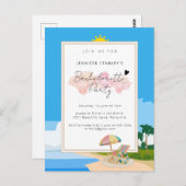 Uitnodiging Briefkaart, strand vrijgezellenuitnodi (Voorkant / Achterkant)