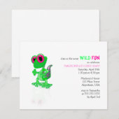 Uitnodiging Bright Green Gecko Birthday (Voorkant / Achterkant)