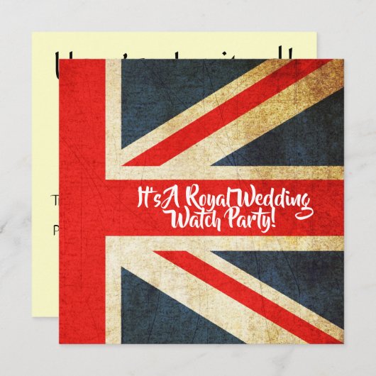 Uitnodiging Britse vlag - Royal Wedding Watch Part (Voorkant / Achterkant)