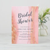 Uitnodiging bruidsfeest - Roze gouden glitter (Staand voorkant)