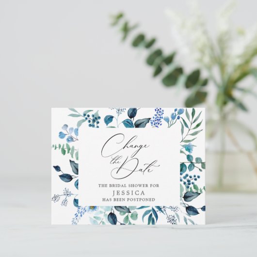 Uitnodiging bruidsfeest uitgesteld datum elegante  (Staand voorkant)