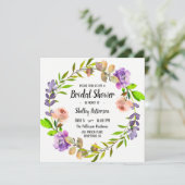 Uitnodiging Bruidsfeest Zomer Waterverf Bloemen (Staand voorkant)