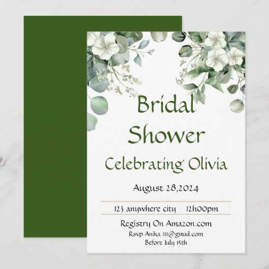 UITNODIGING BRUIDSSCHMAUS FLORALE BOTANISCH (Voorkant / Achterkant)