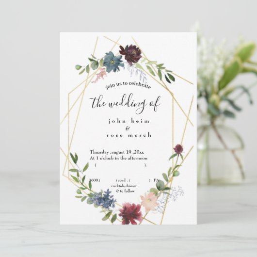 Uitnodiging (bruiloft) (Staand voorkant)