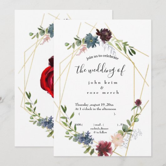 Uitnodiging (bruiloft) (Voorkant / Achterkant)