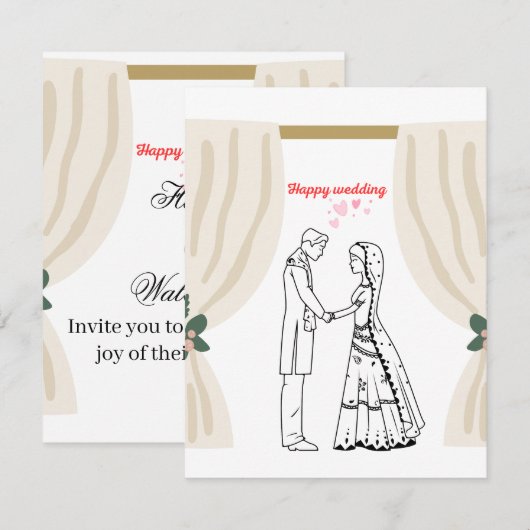 Uitnodiging bruiloft  (Voorkant / Achterkant)