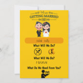 Uitnodiging bruiloft Amusant en informatief (Voorkant)