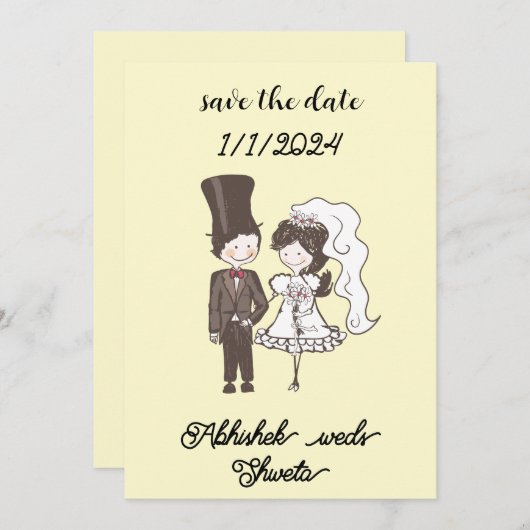 Uitnodiging bruiloft Een karikatuur Paar Portret