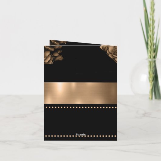 Uitnodiging bruiloft Gouden Kleurvouwkaart (Achterkant)