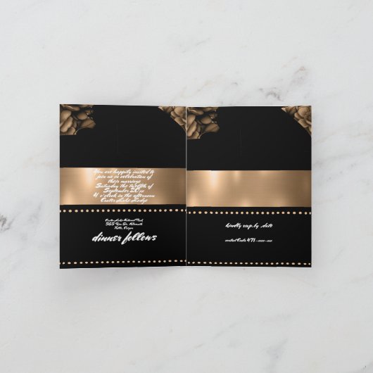 Uitnodiging bruiloft Gouden Kleurvouwkaart (Binnen)