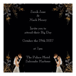 Uitnodiging Bruiloft lay-out die u kunt personalis Perfect Poster