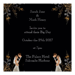 Uitnodiging Bruiloft lay-out die u kunt personalis Perfect Poster