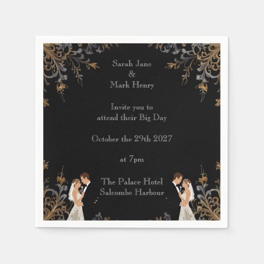 Uitnodiging Bruiloft lay-out die u kunt personalis Servet (Voorkant)