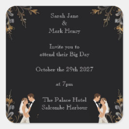 Uitnodiging Bruiloft lay-out die u kunt personalis Vierkante Sticker