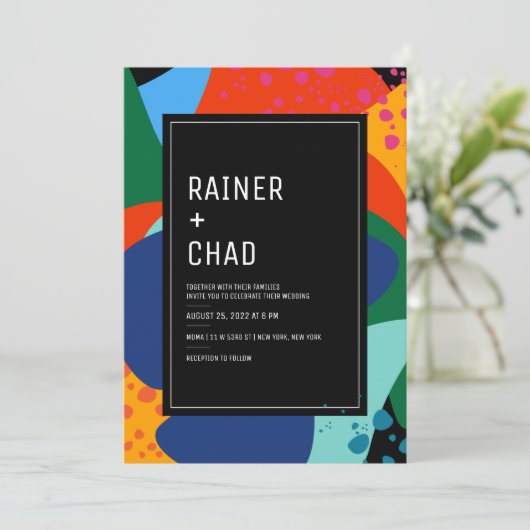 Uitnodiging | Bruiloft | Nacht in het museum (Staand voorkant)