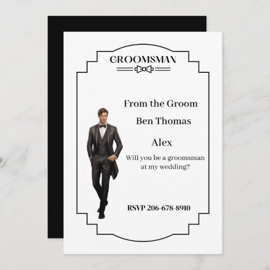 Uitnodiging bruiloftsbruidsjonker (Voorkant / Achterkant)